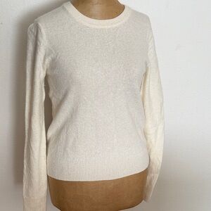 Jenni Kayne XS  Soft Cream Crew Neck wool cashmere Sweater great condition